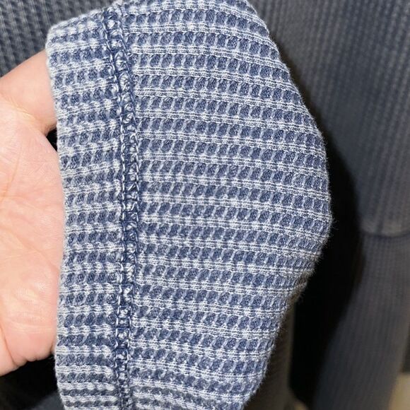 fp XS One Jolene Waffle Knit Stone Washed Blue Tiered Long Sleeve Dress - Picture 15 of 16